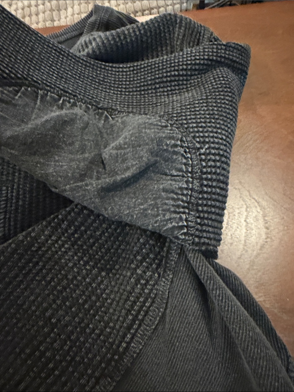 Free People Charcoal Waffle-Knit Pullover with Patch Detail - Picture 4 of 4
